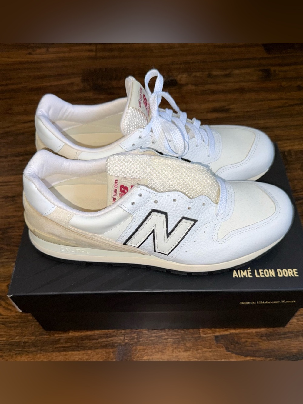 NIB AIME LEON DORE WHITE NB MADE IN USA 996 SNEAKERS SIZE 10.5